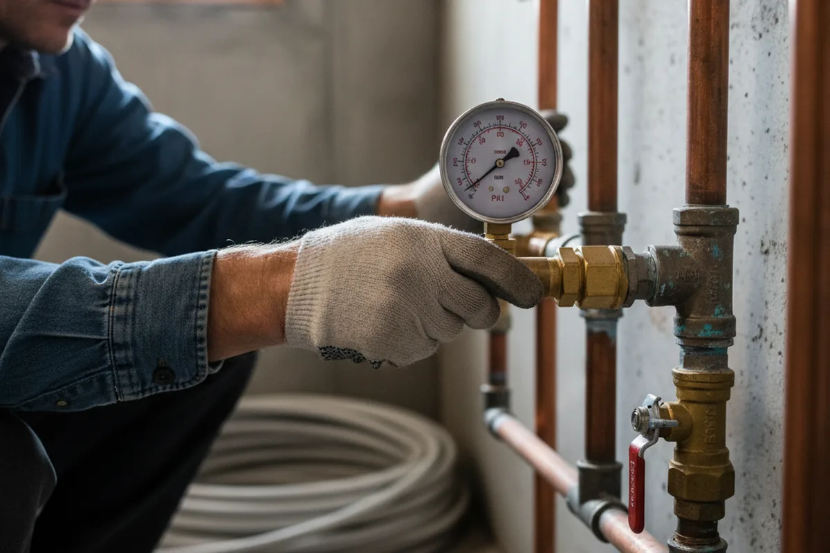 Pressure testing a repaired line during Water Line Repair in North Miami Beach